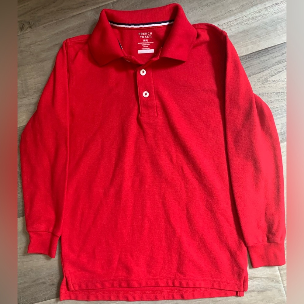 French Toast Boys Long Sleeve Pique Polo Shirt.